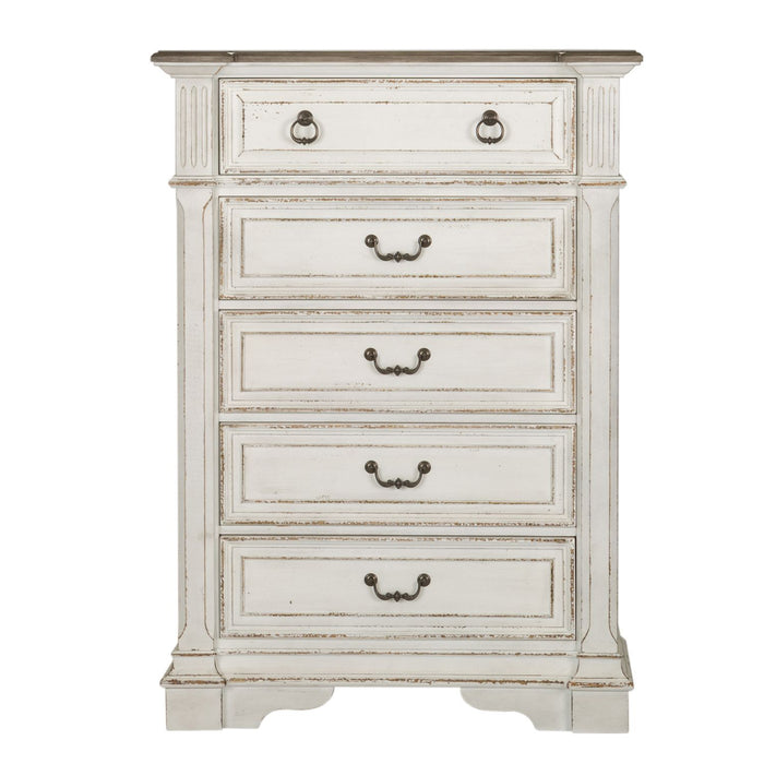 Abbey Park - King California Panel Bed, Dresser & Mirror, Chest