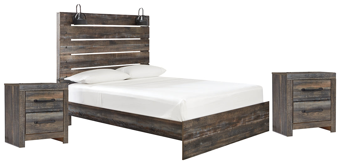 Drystan  Panel Bed With 2 Nightstands