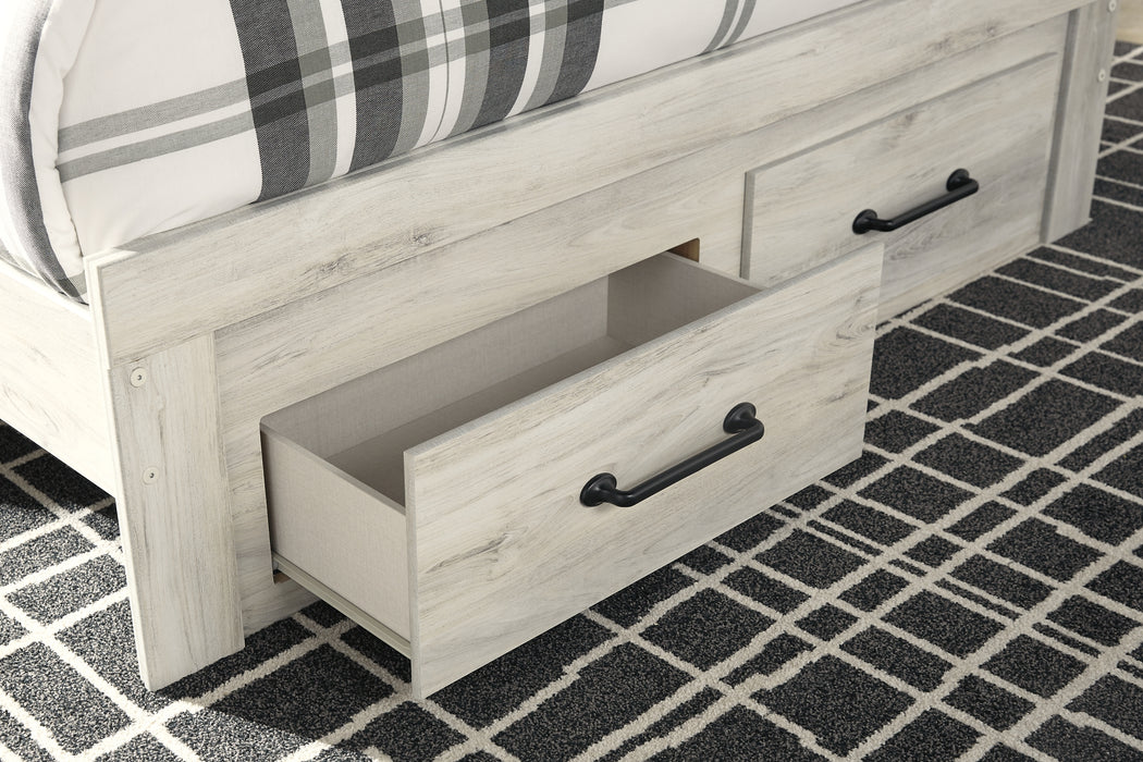 Cambeck  Panel Bed With 2 Storage Drawers With Mirrored Dresser