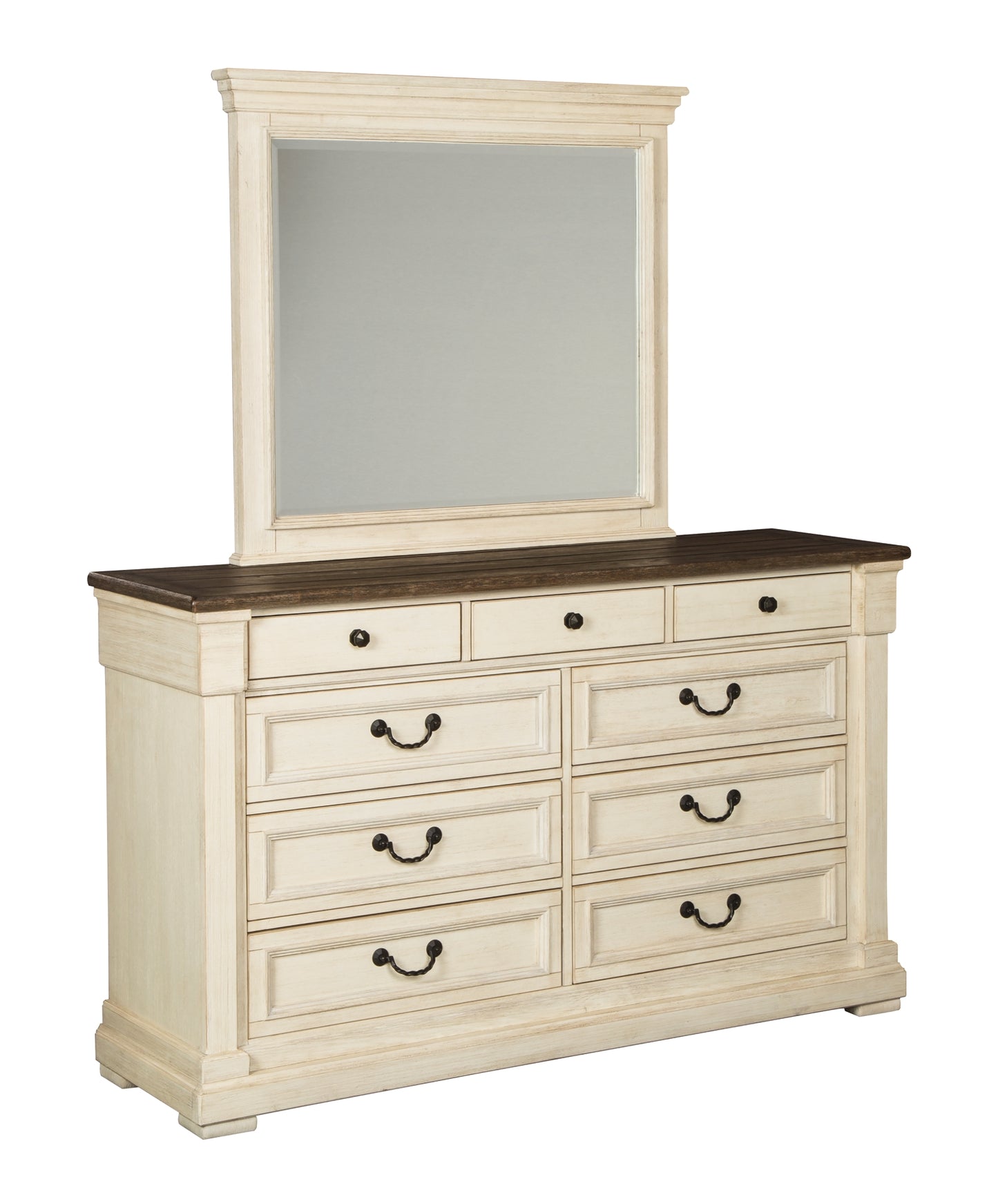 Bolanburg Queen Panel Bed with Mirrored Dresser and 2 Nightstands