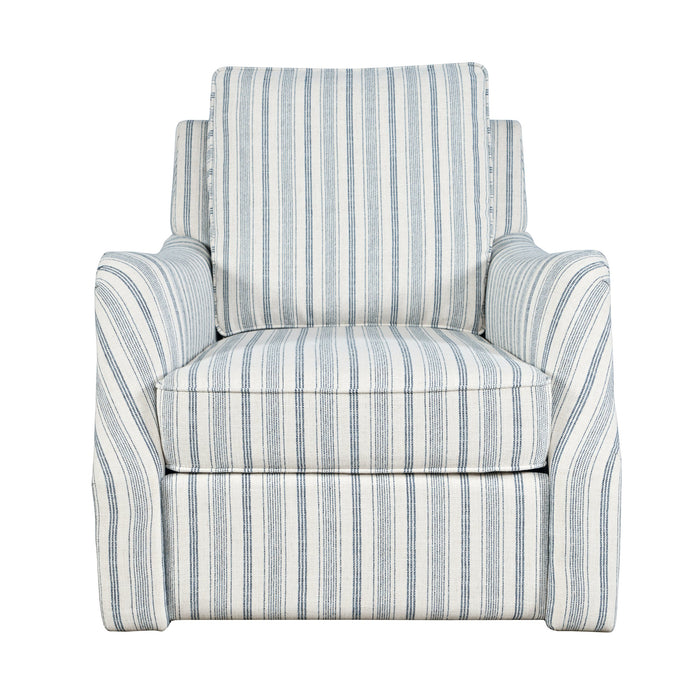 Carter Swivel Accent Chair Blue Stripe